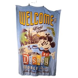 Disney Parks Mickey‎ Mouse Walt Disney World Retro Postcard Plush Throw Blanket